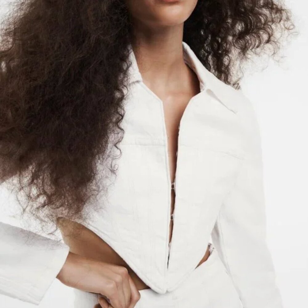 Zara Cropped Denim Corset Jacket Limited Edition M